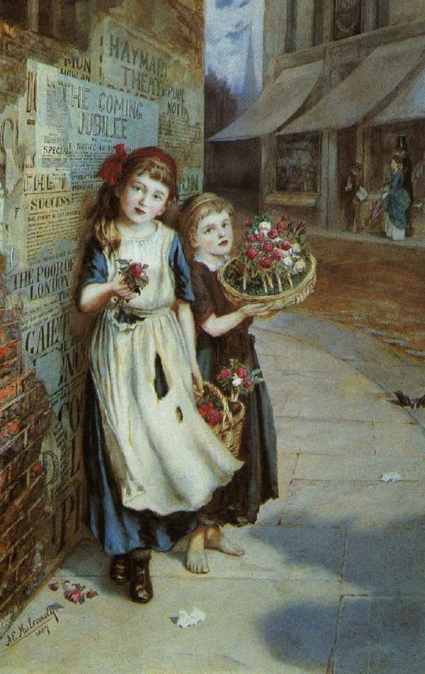 Little Flower Sellers by Augustus Edwin Mulready